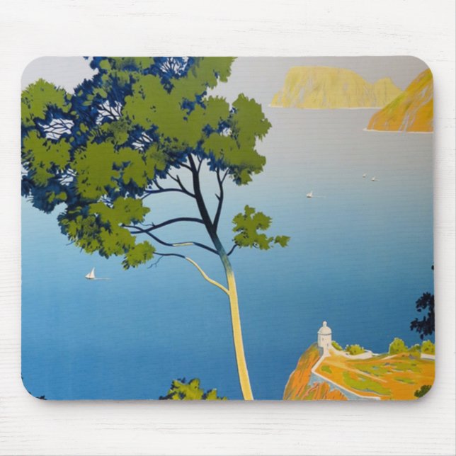 Balearic Islands Vintage French Travel Mouse Pad (Front)
