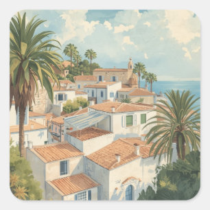 Balearic Islands Vintage French Travel Square Sticker