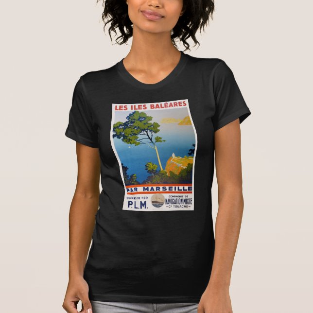 Balearic Islands Vintage French Travel T-Shirt (Front)