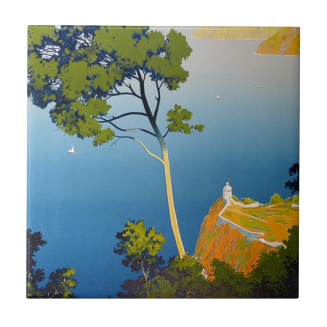 Balearic Islands Vintage French Travel Tile (Front)