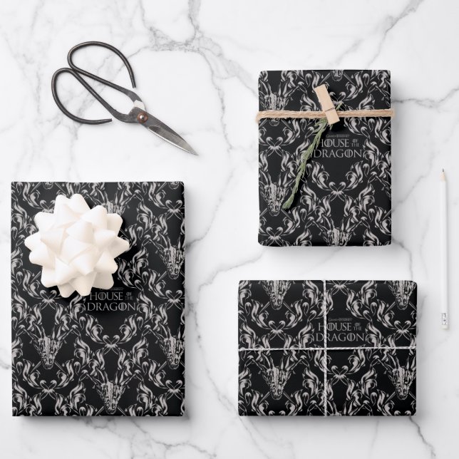Balerion Skull Pattern Wrapping Paper Sheet (Front)