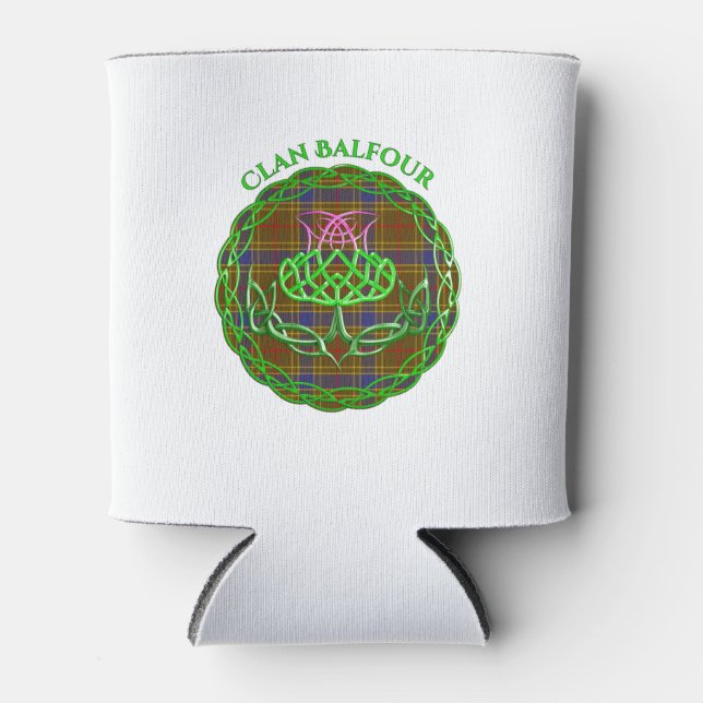 Balfour Scottish Tartan Celtic Thistle Can Cooler (Front)