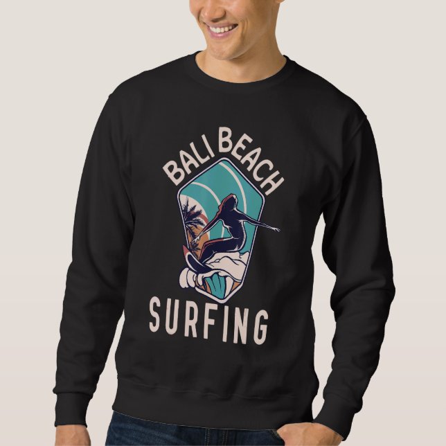 Bali Beach Surfer Retro Surfing Girl Travel Sweatshirt (Front)