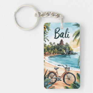 Bali Beach with Bicycle - Tropical Travel  Key Ring