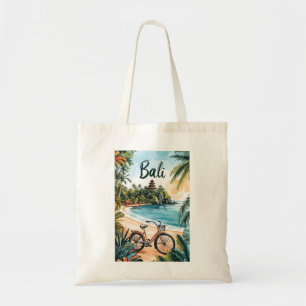 Bali Beach with Bicycle - Tropical Travel Tote Bag