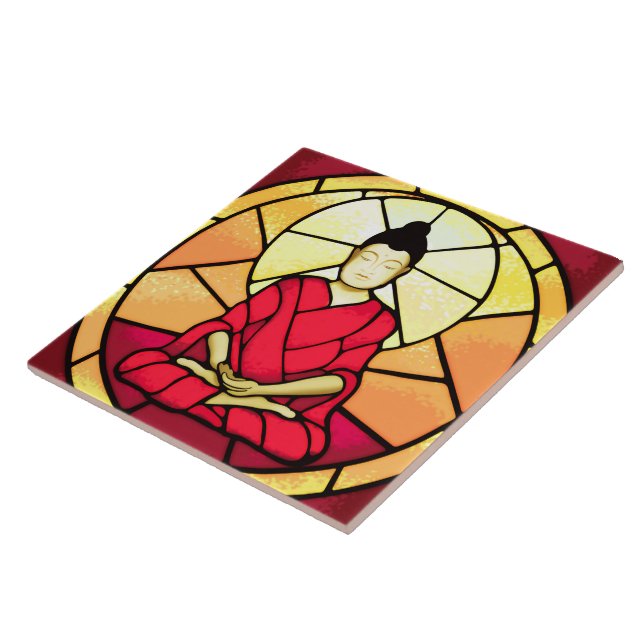 Bali buddha stain glass window tile (Side)