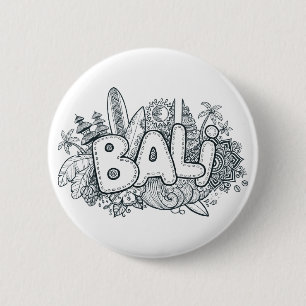 Bali doodle 6 cm round badge