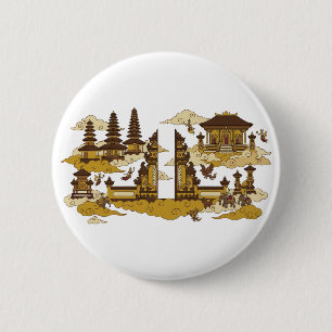 Bali Holy Temple Kahyangan Heaven Illustration 6 Cm Round Badge