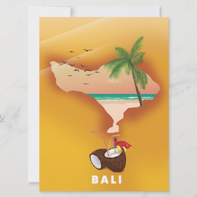 Bali illustrated map invitation (Front)