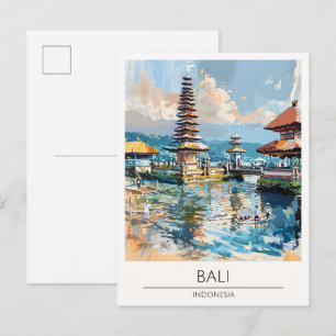 Bali Indonesia Art Illustration Travel Postcard