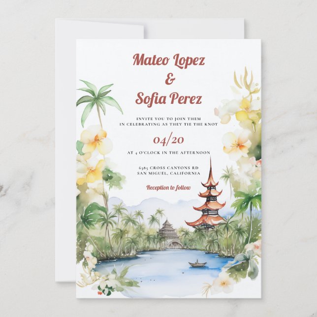 Bali Indonesia Asia Destination Wedding  Invitation (Front)