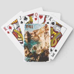 Bali Indonesia Asia Tropical Island Watercolor Playing Cards