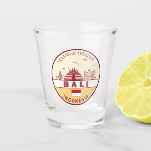 Bali Indonesia City Skyline Emblem Shot Glass