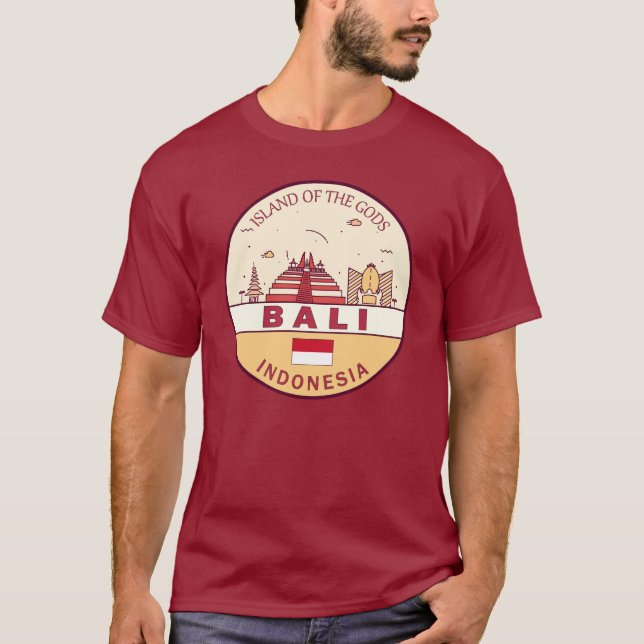 Bali Indonesia City Skyline Emblem T-Shirt (Front)
