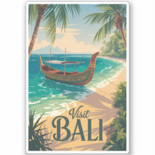 Bali Indonesia Illustration Travel Art Vintage