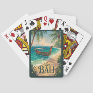 Bali Indonesia Illustration Travel Art Vintage Playing Cards
