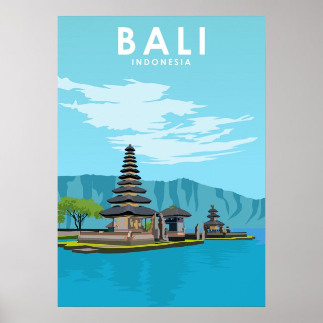 Bali Indonesia Illustration Travel Poster (Front)