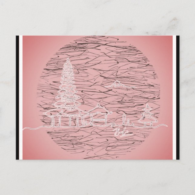 Bali Indonesia Pink Travel Postcard (Front)