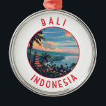 Bali Indonesia Retro Distressed Circle Metal Tree Decoration<br><div class="desc">Bali retro vector travel design. Bali is an island in Southeast Asia that's known for its beaches,  temples,  and culture. It's also home to marine life,  safari parks,  and art.</div>