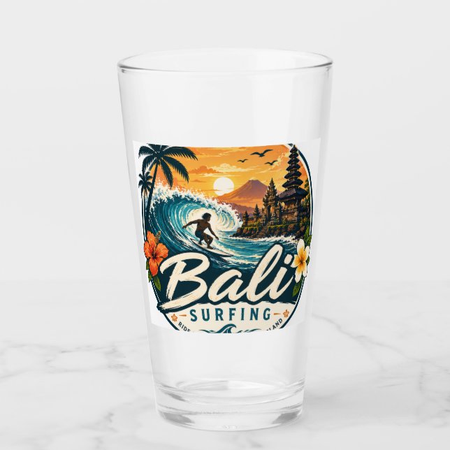 Bali, Indonesia Surfing Glass (Front)