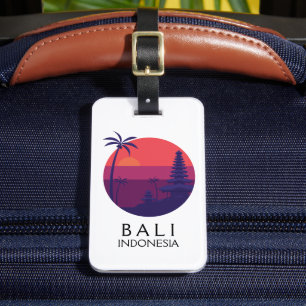 Bali Indonesia Temple Vintage Travel Luggage Tag