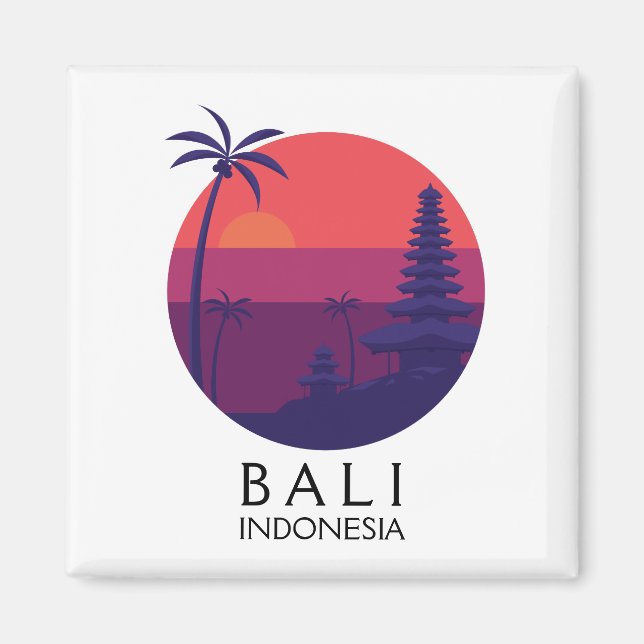 Bali Indonesia Temple Vintage Travel Magnet (Front)
