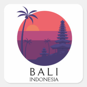 Bali Indonesia Temple Vintage Travel Square Sticker