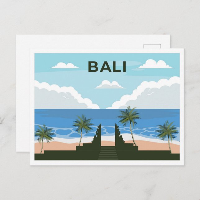 Bali Indonesia travel place illustration Postcard (Front/Back)
