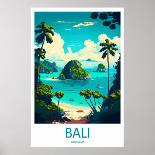 Bali Indonesia Travel Poster Vintage Ski National