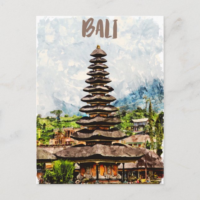 Bali Indonesia Ulun Danu Beratan Temple Postcard (Front)