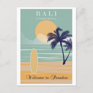 Bali Indonesia Vintage Beach Travel  Postcard