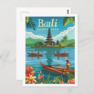 Bali Indonesia Vintage Famous Travel Place Postcard