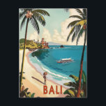 Bali, Indonesia Vintage Postcard<br><div class="desc">Unwind and explore the enchanting island of Bali with this captivating retro poster! Lush rice paddies,  serene temples,  and breathtaking beaches come alive in this nostalgic illustration. Immerse yourself in the timeless beauty of Bali and ignite your wanderlust for paradise.</div>