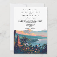 Bali Indonesia Wedding Invitation Retro