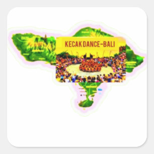 ​Bali Map Kecak Dance Cultural Heritage Sticker