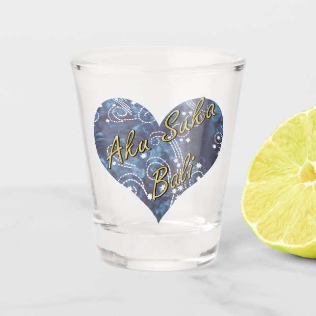 Bali Nights Batik Heart Shot Glass (Front)