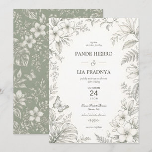 Bali Plumeria Tropical Wedding Invitation