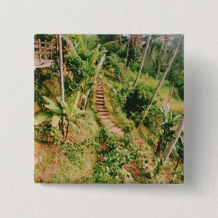 Bali rainforest Stairway 15 Cm Square Badge