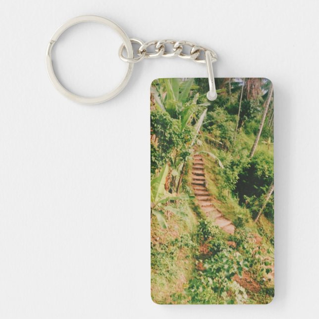 Bali rainforest Stairway  Key Ring (Front)