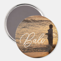 Bali Sunset Fisherman Round Magnet