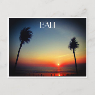 bali sunset palms postcard