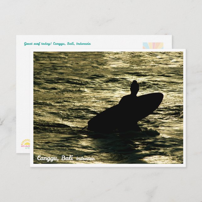 Bali Sunset Surfing – Art Postcard (Front/Back)