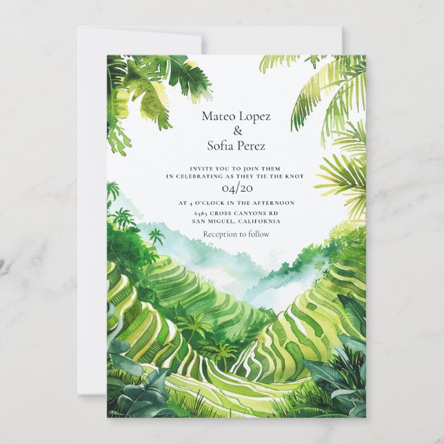 Bali Tegalalang Rice Terraces Landscape Invitation (Front)