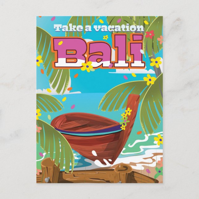 Bali Travel poster. Postcard (Front)