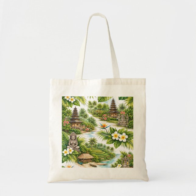 Bali Tropical Temple Paradise Tote Bag (Front)