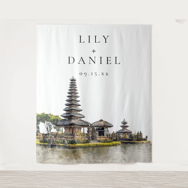 Bali Wedding Photo Backdrop Tapestry (Front)