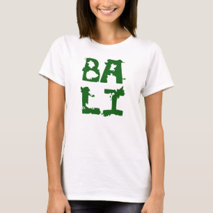Bali white tshirt green text for woman