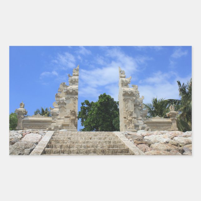 Balinese art rectangular sticker (Front)