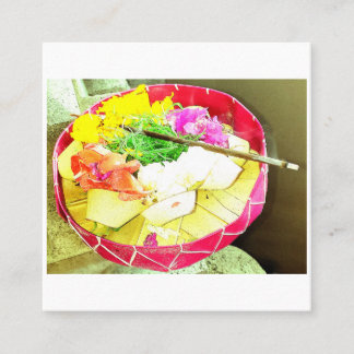 Balinese Canang Sari Offering with Incense Smoke P Square Business Card