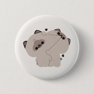 Balinese Cat Couple 6 Cm Round Badge